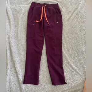 Figs Women's Pants in Purple with Orange Drawstring